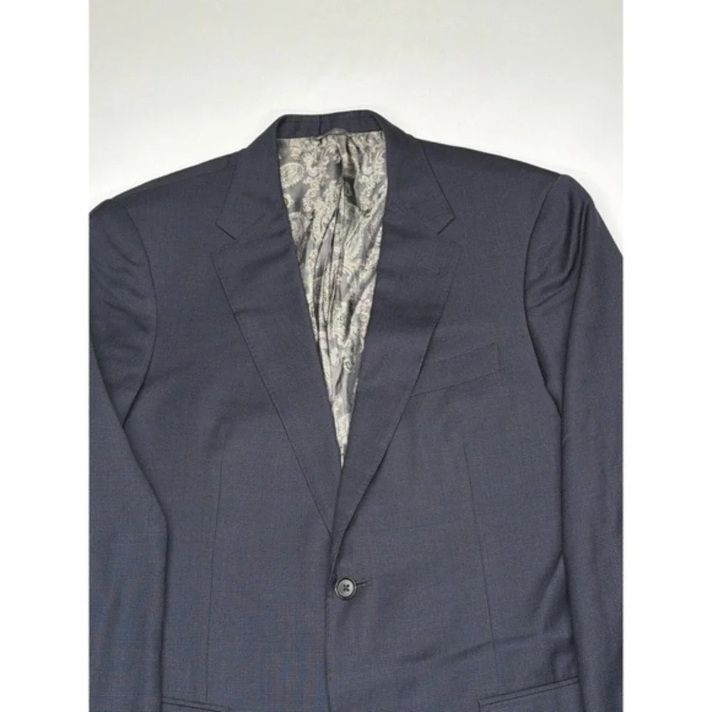 Mens Dark Blue‎ Paisley Lined Blazer Jacket Suit Sport Coat Size 44R